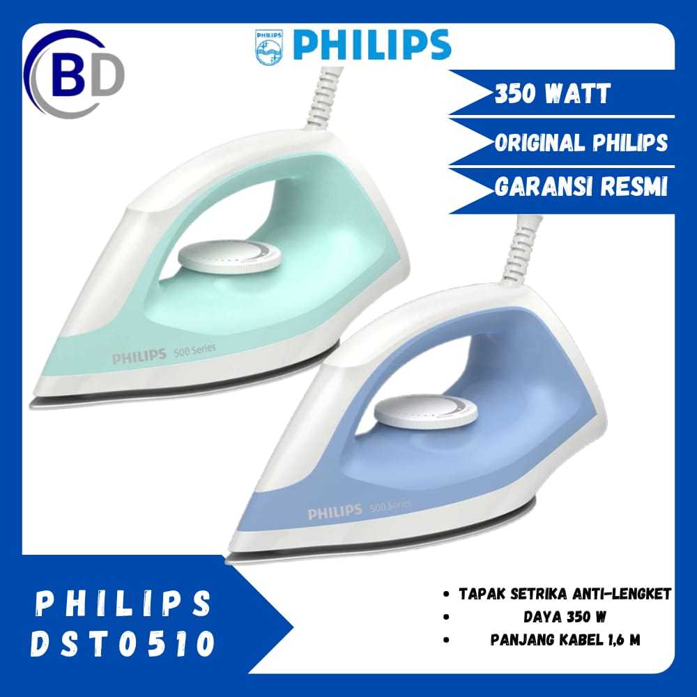 Philips Setrika Anti Lengket Philips DST0510 Gosokan Seterika Philips Terbaru Garansi Resmi