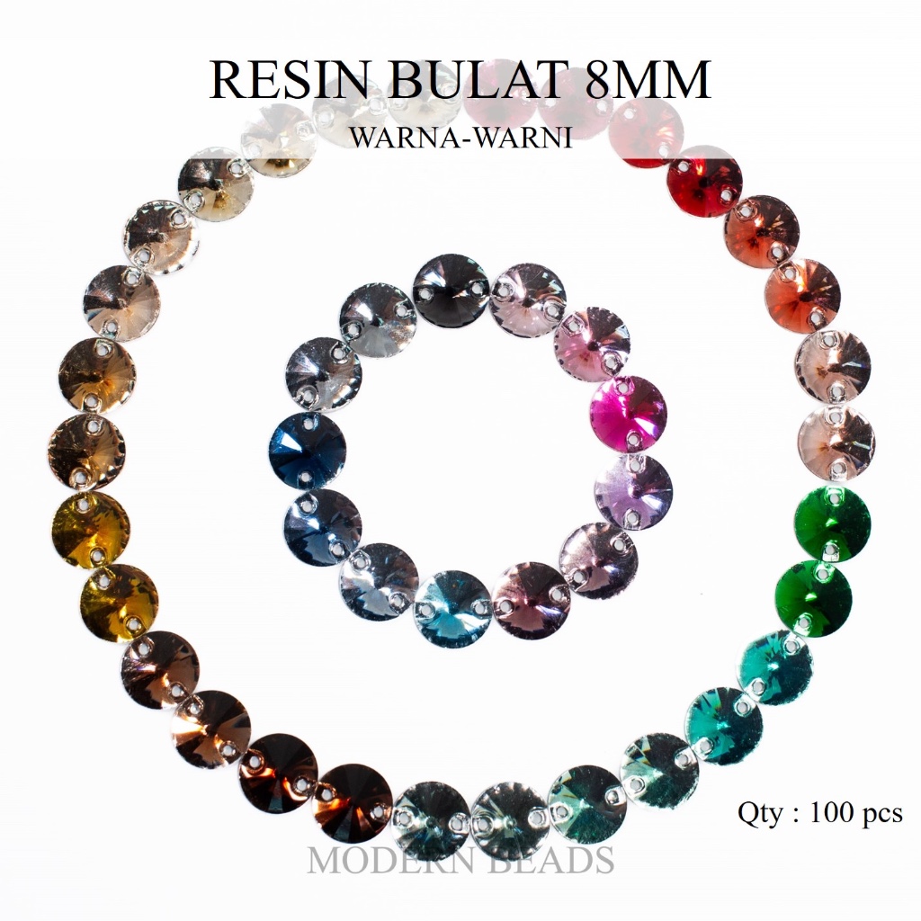 ND3 [100 pcs] Resin Bulat 8mm / Diamond Kristal Resin / Resin Warna-Warni Bulat Round 8mm