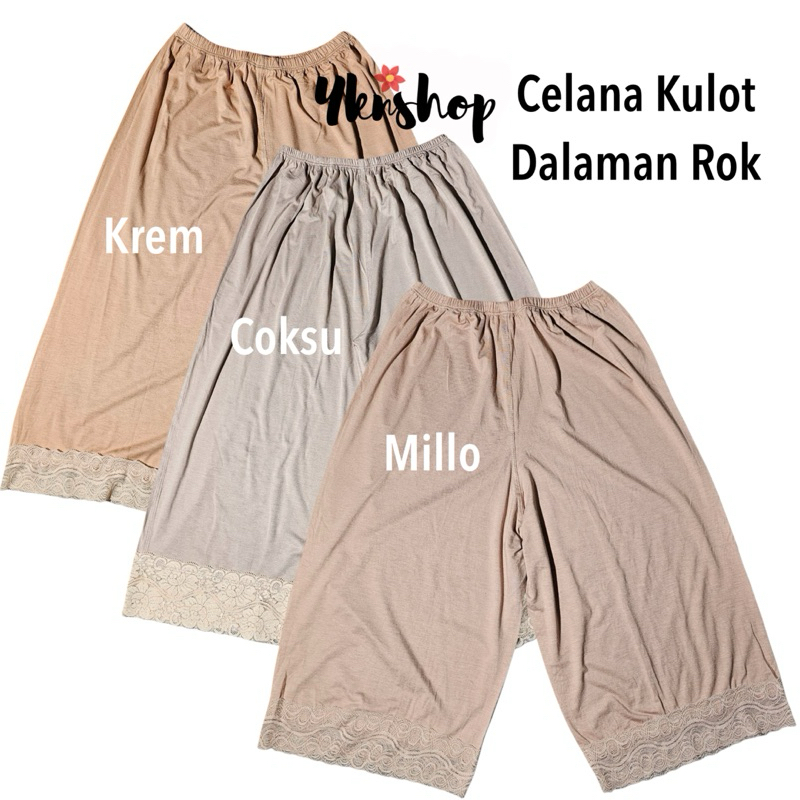 Celana Kulot Dalaman Rok / Celana Kulot Pendek Renda