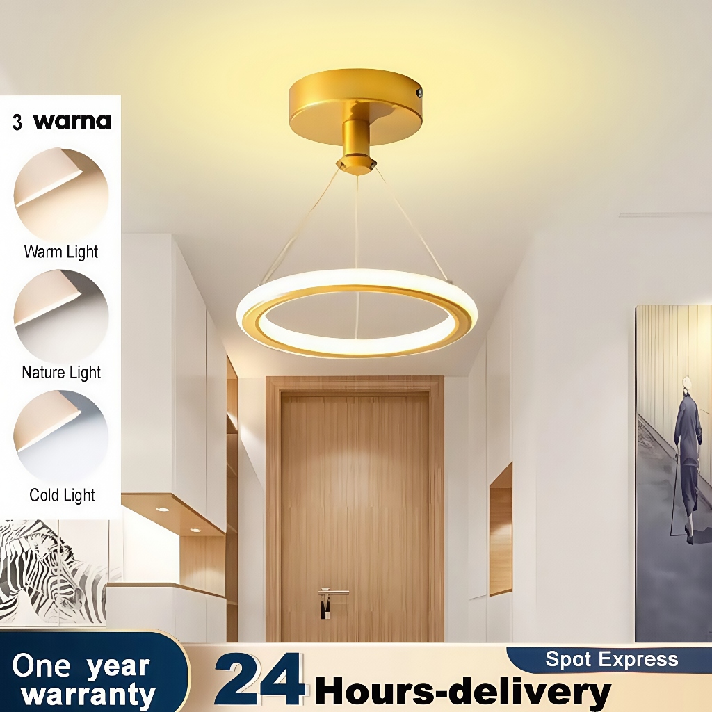 Lampu Gantung 3 Warna LED Bulat Lampu Minimalis Modern Lampu Gantung Ruang Tamu Lampu Dapur Lampu Ka