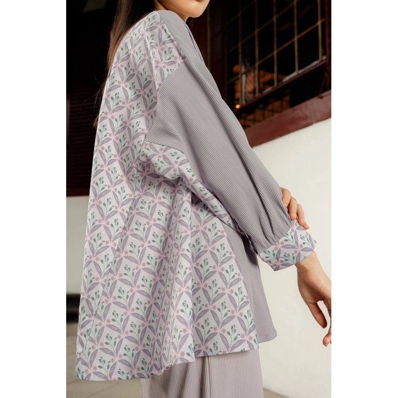 BJ BENANG JARUM REVERIE MIX FABRIC SHIRT - PURPLE ROSE