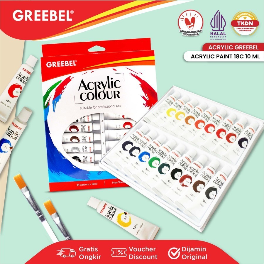 

Cat Akrilik Greebel Acrylic Paint 18x10ML [1 Set Isi 18 Warna]