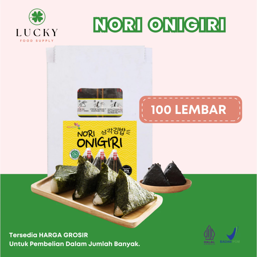 

NORI ONIGIRI 100 Lembar | Nori Wrapper Khusus Bungkus Nori Triangle / Sushi Nori / Kimbab Korea