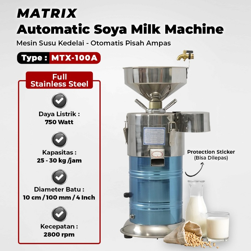 MATRIX Mesin Susu Kedelai 30 Kg Otomatis Pisah Ampas MTX-100A Stainless Steel MATRIX