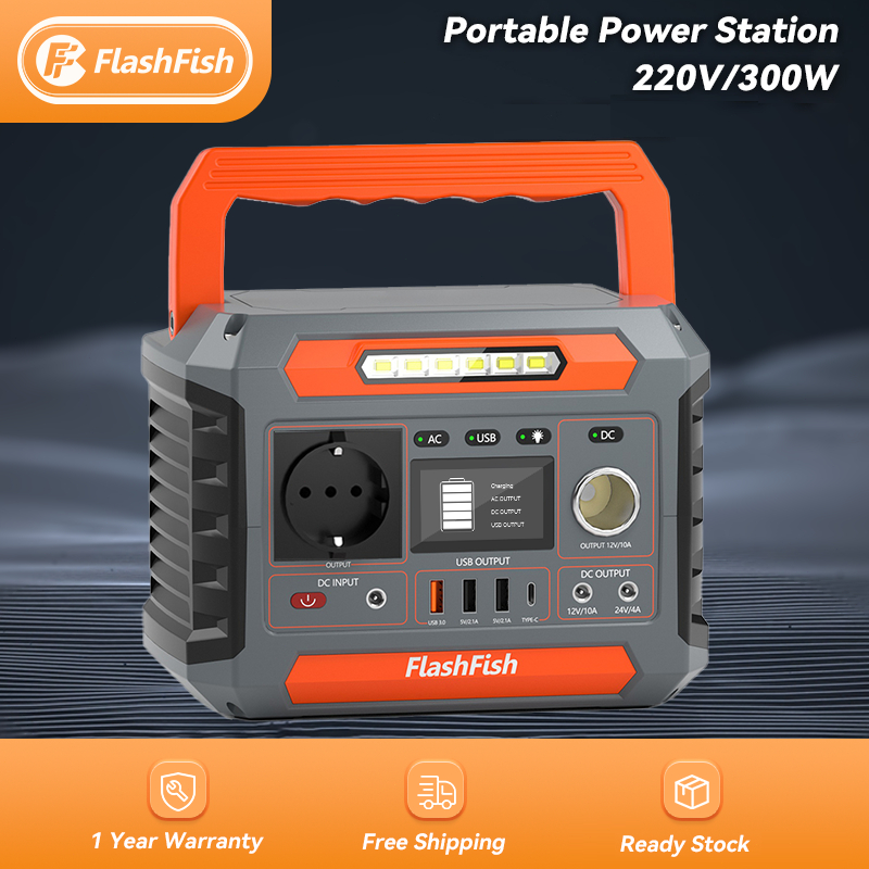 300W/230Wh | Flashfish P66 Power Station Solar Powerbank Camping Portable Solar Generator Listrik Mi