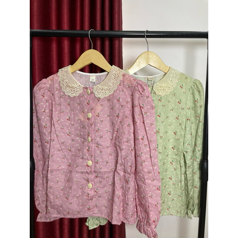 Atasan Wanita Blouse cherry Korea Hyena Beauty