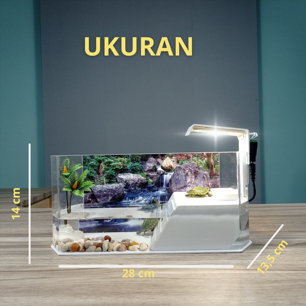 Aquarium Kura Kura Brazil Lengkap Dengan Lampu Dan Hiasan Pasti Promo