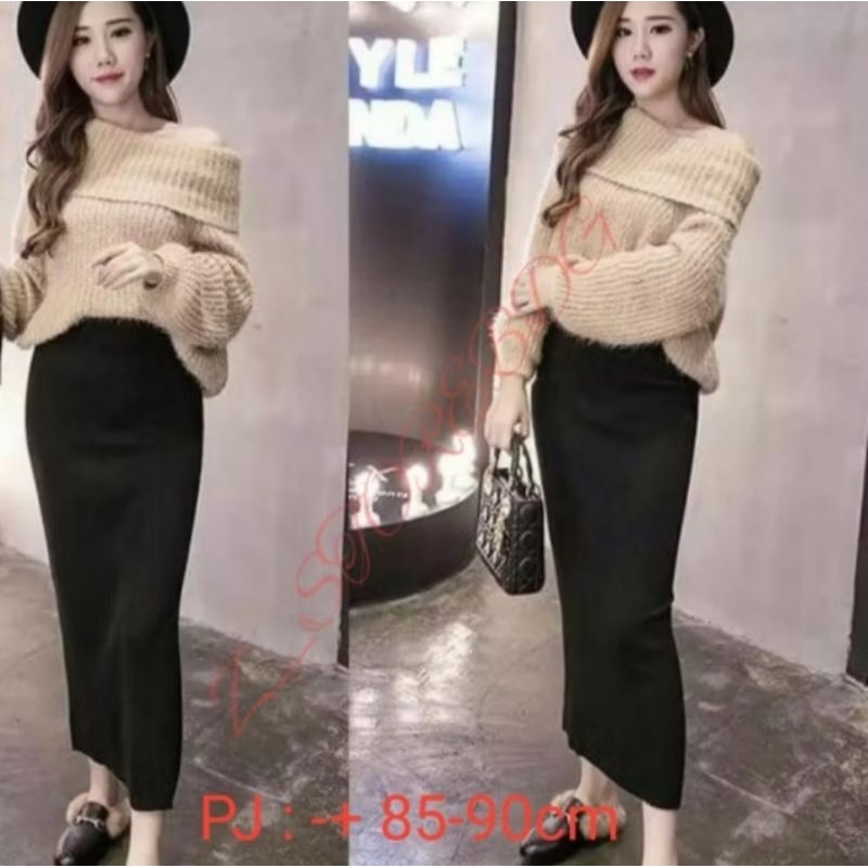 Rok span rajut  panjang premium tebal Rajut rok Panjang