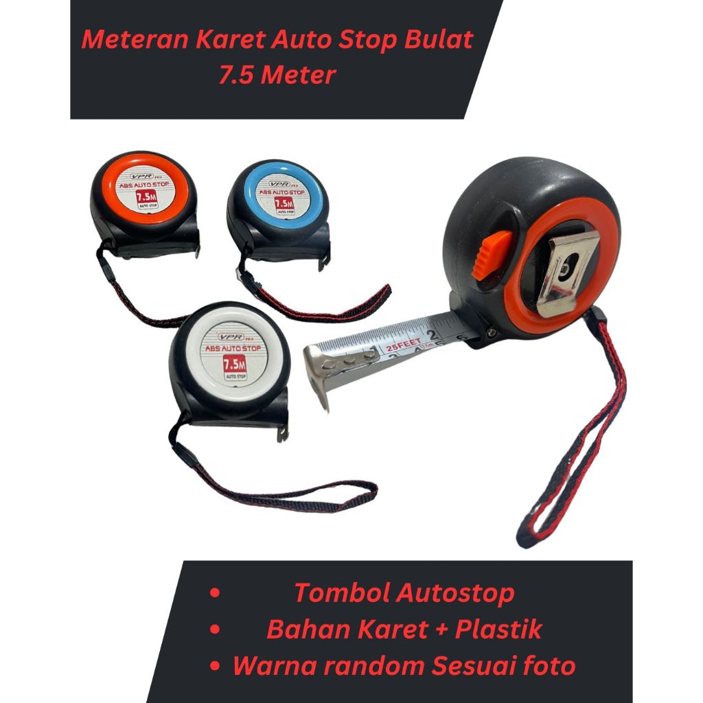 

Meteran bulat 7.5 Meter Autostop Murah berkualitas / Meteran tukang