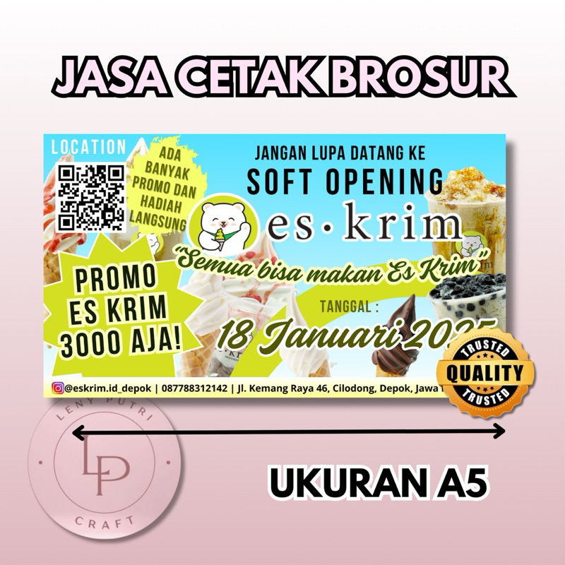 

[] Cetak Brosur A4 A5 A6/ Cetak Leaflet / Cetak Flyer Art Paper 150 gsm Soft Grand Opening
