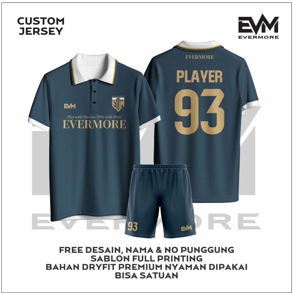 Jersey Futsal/Sepak Bola WHITE GREEN VERCASE Hijau Putih Polos Full Printing Milano Dryfit EVM Sport