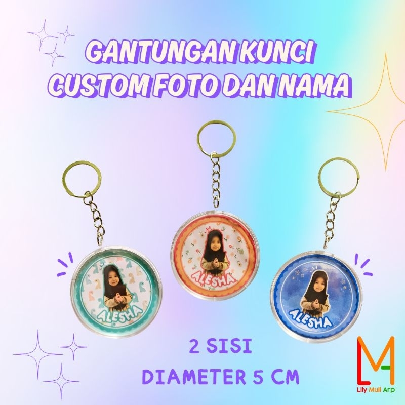 GANTUNGAN KUNCI BULAT || CUSTOM FOTO DAN NAMA
