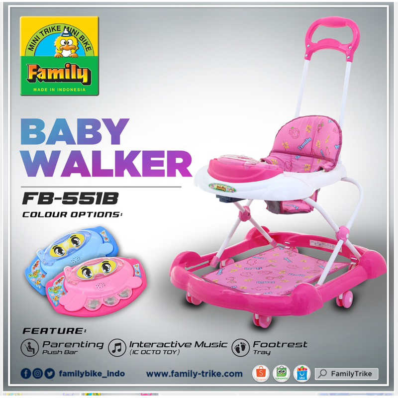 Baby Walker/Badong Bayi Family 551B Musik,Lampu Gurita