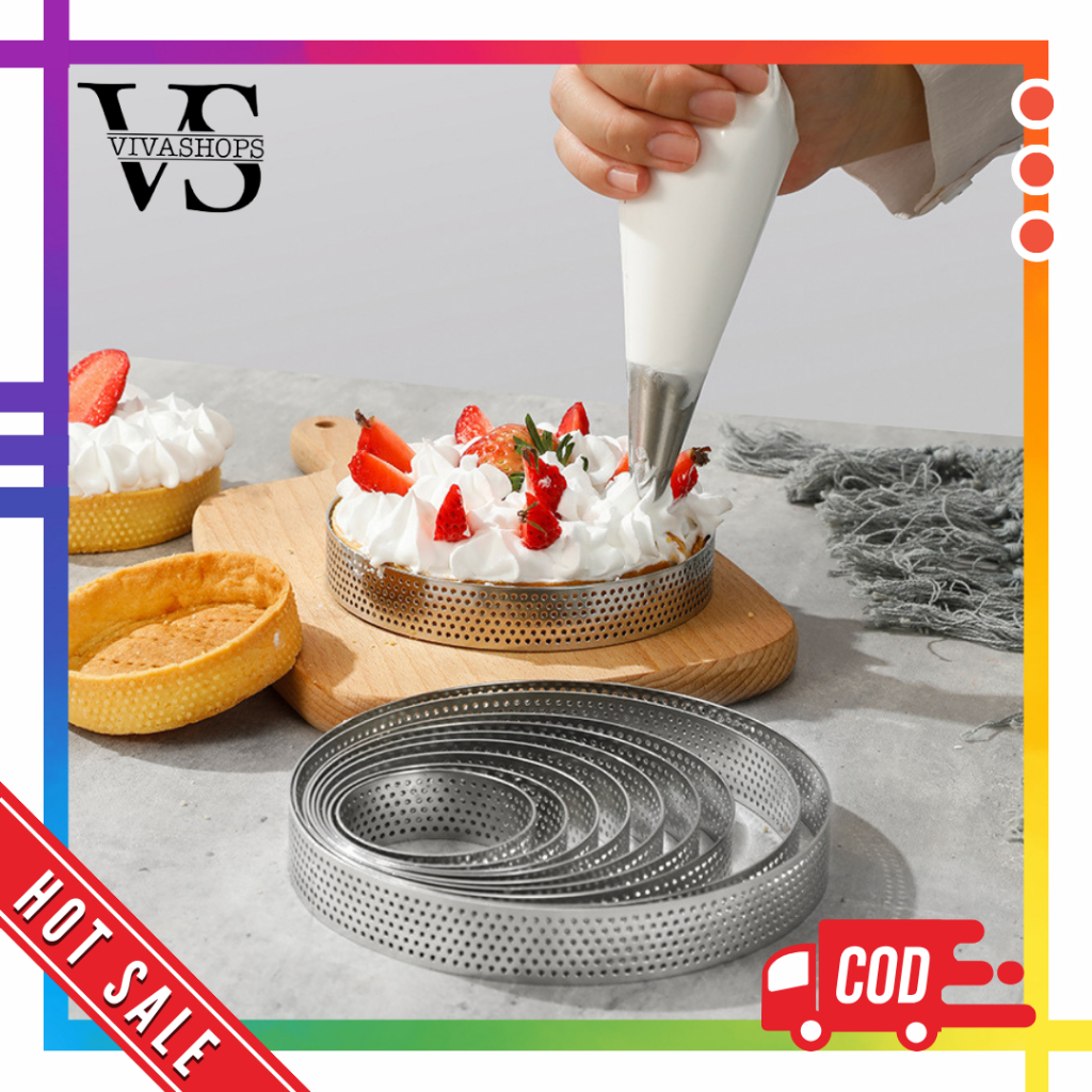 Cetakan Kue Tart Bulat / Perforated Pie Ring Stainless / Perforated Round Tartlet Ring