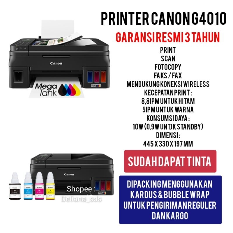 Printer Canon G4010 Print Scan Copy Fax Wifi Garansi Resmi 3 Tahun Printer Pixma Canon G4010 Printer