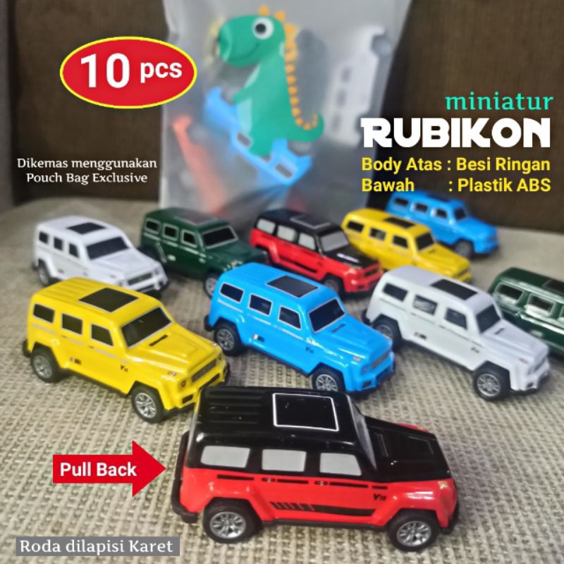 PAKET 10 Pcs MOBIL IRON CAR MINIATUR RUBIKON (BESI - PULLBACK) MAINAN MOBIL BAHAN BESI MAINAN ANAK K