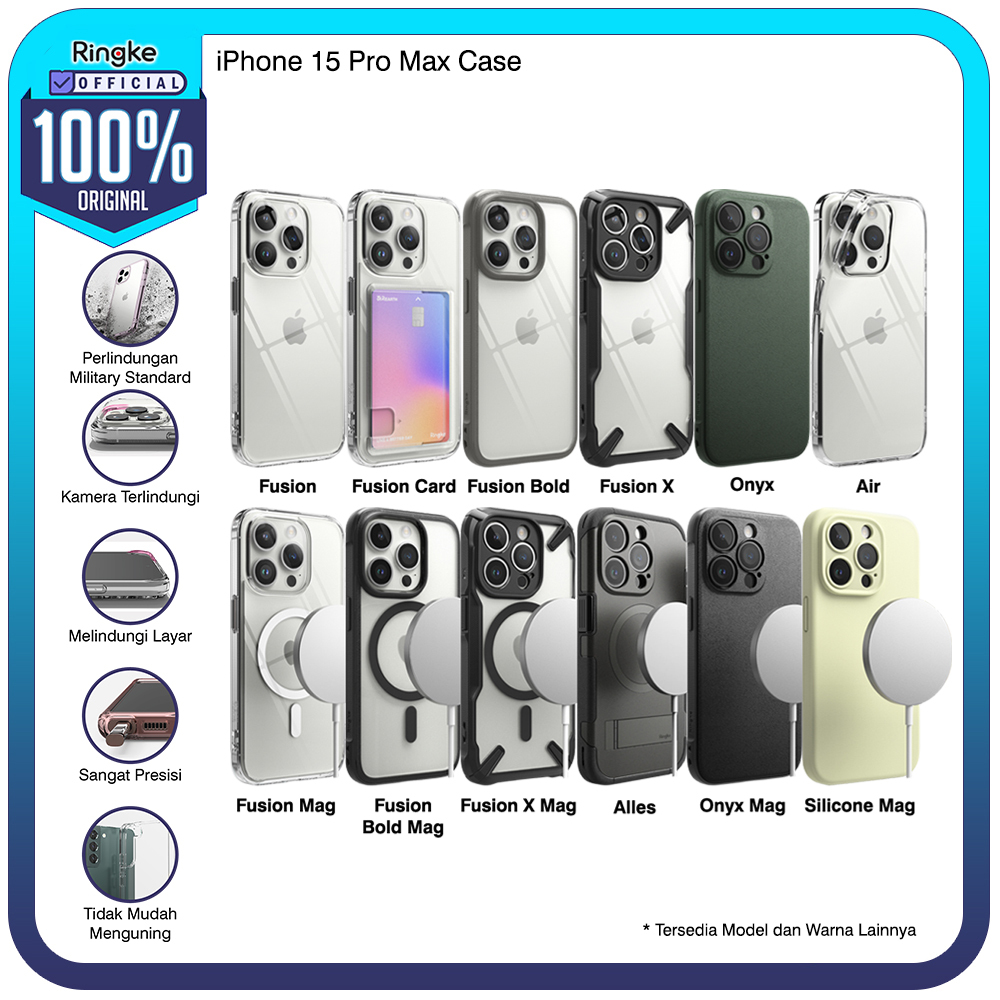 Ringke iPhone 15 Pro Max Casing Magsafe Tipis Softcase Anti Crack Slim Armor Military Drop Tahan Ban