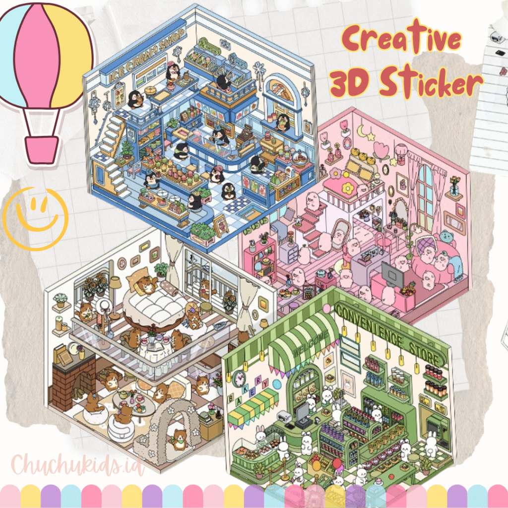 

(2) Sticker 3D Landscape Decoration Stiker Room Dekorasi Landscaping Mainan Anak Unik Lucu Creative Stiker Korea