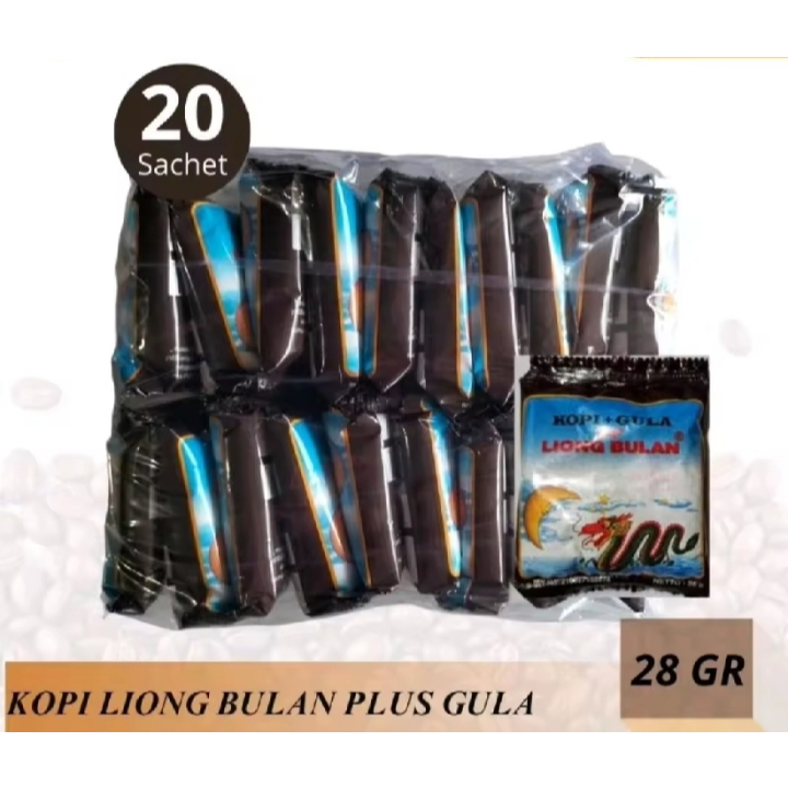

Kopi liong bulan plus gula isi 20 sachet kopi khas bogor