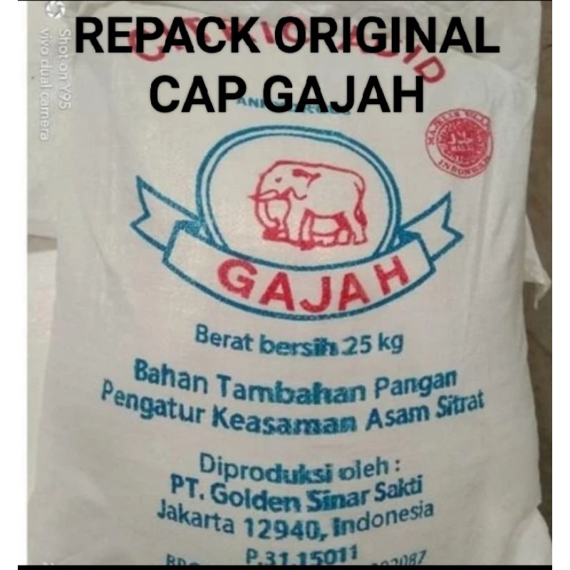 Citrun Cap Gajah Sitrun 1 Kilo Gram Asli Cap Gajah Original REPACK/ Citric Acid Asam Sitrun Sitrat/ 