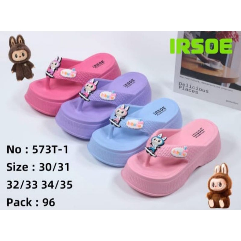 IRSOE SENDAL JEPIT SENDAL WEDGES ANAK PEREMPUAN LABUBU SIZE 24-35.