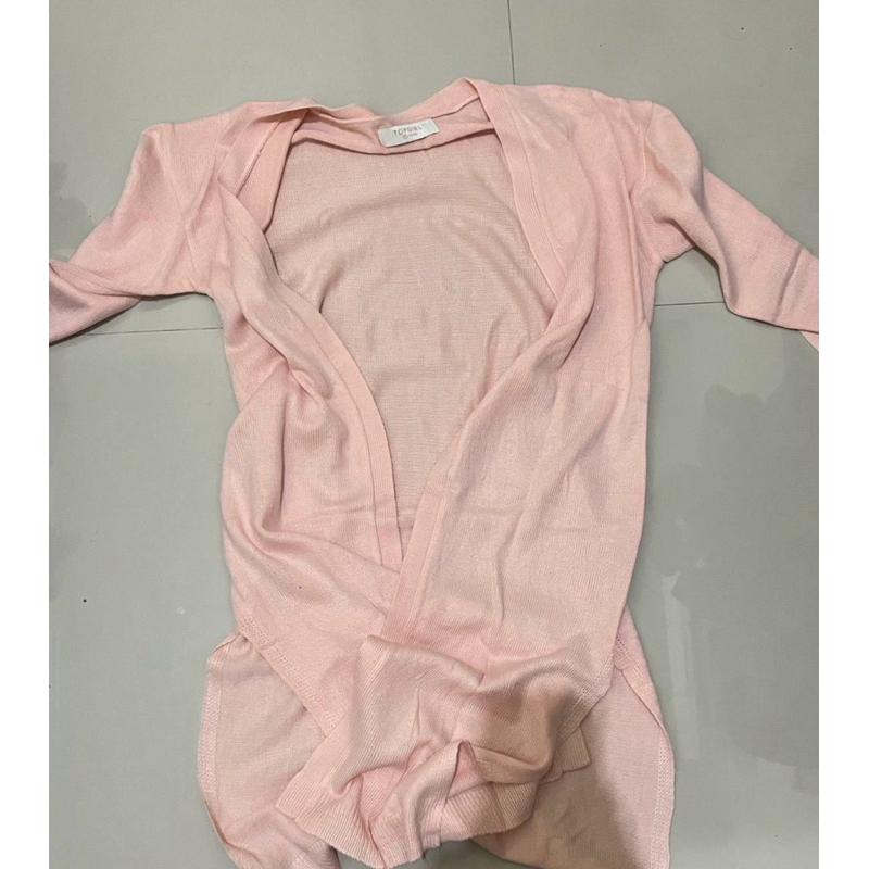 OUTER CARDIGAN PINK RAJUT PANJANG PRELOVED - boleh nego