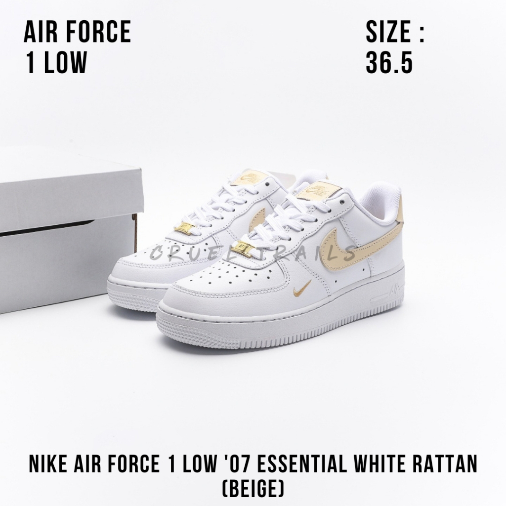 READY STOCK SIZE 36.5 - Nike Air Force 1 Low '07 Essential White Rattan (Beige) BNIB ORIGINAL MATERI