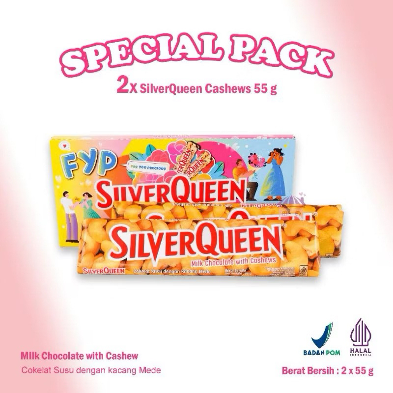 

SilverQueen Milk Chocolate Cashew isi 2 Special Pack valentine