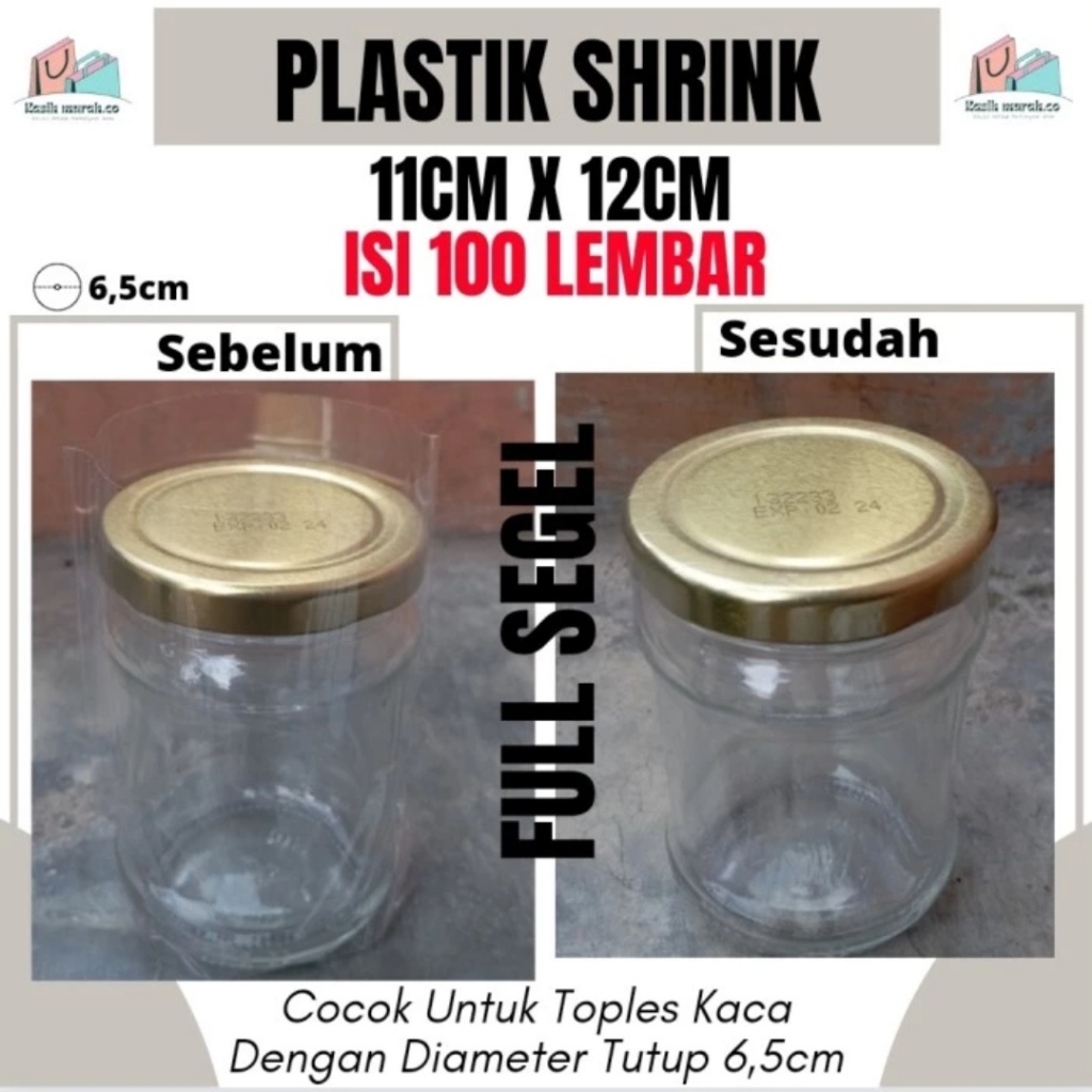 

Plastik Shrink Plastik Segel Untuk Tutup Toples Kaca 250ml Diameter 7cm - Uk 11cm x 12cm Full Segel (1pak isi 100 Lembar)