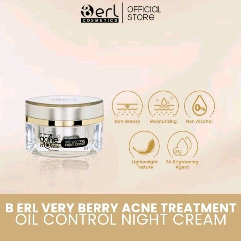 B ERL SKINCARE VERY BERRY ACNE TREATMENT OIL CONTROL NIGHT CREAM JERAWAT BERL COSMETICS