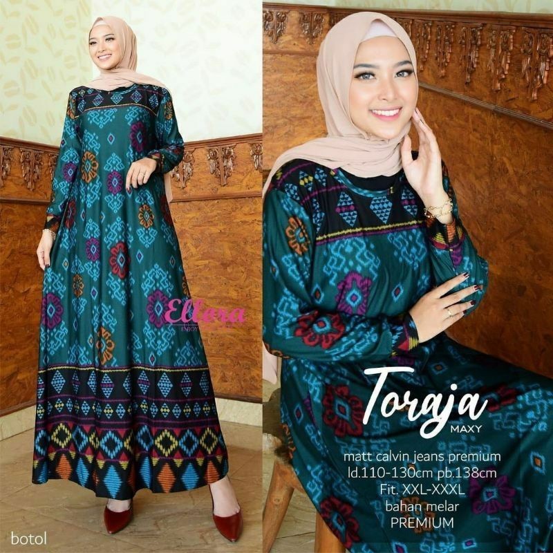 MUMU - TORAJA#1 MAXY Gamis Wanita Bahan Calvin Jeans Jumbo Premium LD120 / Gamis Wanita Jumbo