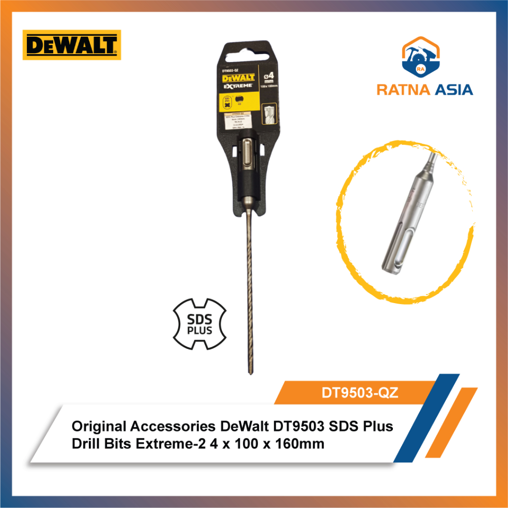 DeWalt DT9503-QZ Mata Bor SDS Plus Extreme-2 Dia 4 x 100 x 160 mm SDS Plus Exreme Drill Bit Original
