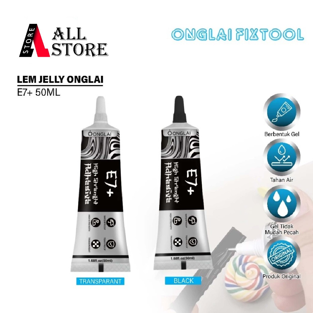 

ONGLAI E7+ 50ML LEM JELLY TRANSPARANT ORIGINAL - ONGLAI E7+ 50ML LEM JELLY BLACK ORIGINAL - LEM SERBAGUNA - LEM PERBAIKAN ELEKTRONIK - LEM KERAJINAN TANGAN - LEM COCOK UNTUK LOGAM/KACA/KULIT/KAIN/PLASTIK - Hitam