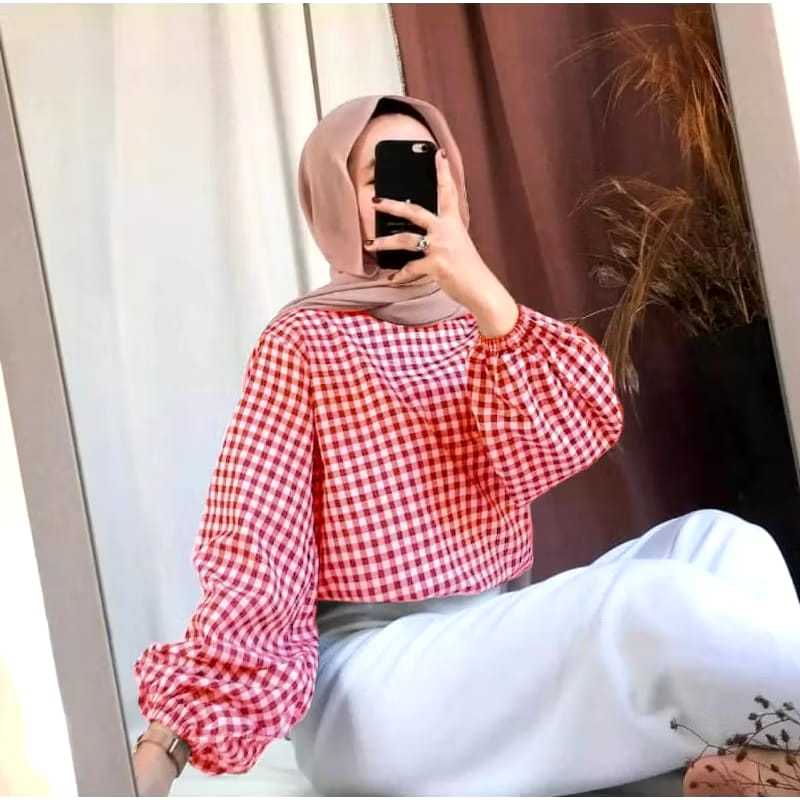 Faeza Collection Atasan Wanita Square Blouse Kemeja Kotak Premium S M L XL XXL