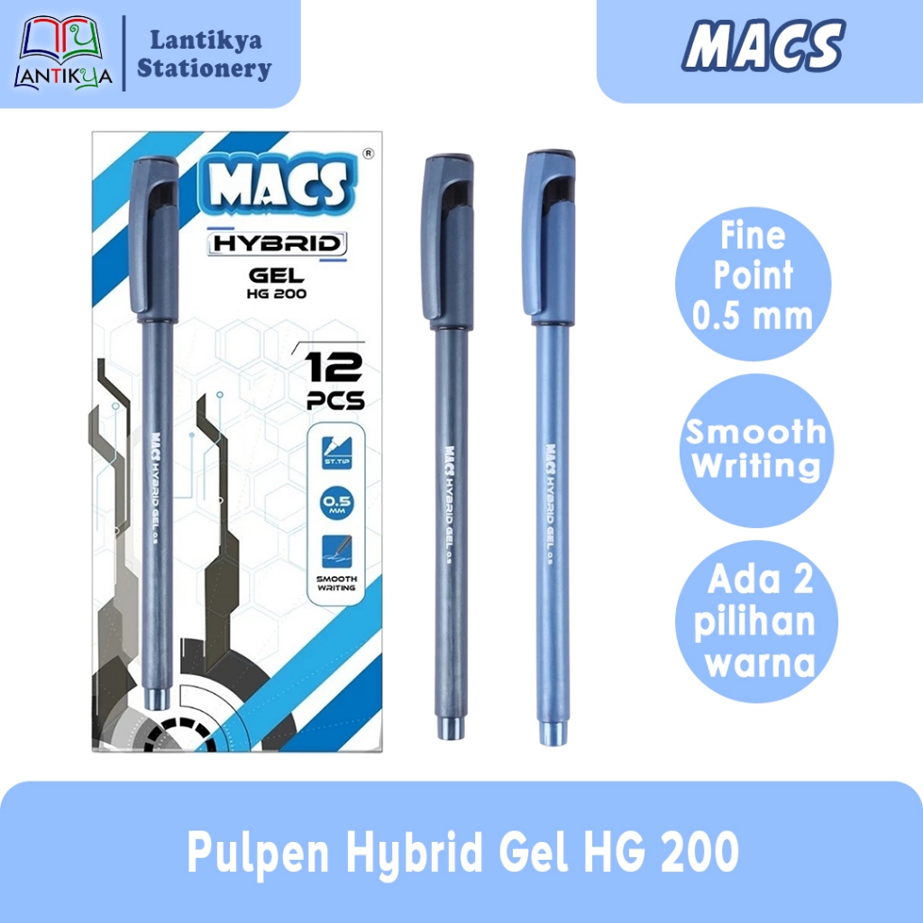 

MACS Hybrid Gel Pen HG 200 Black and Blue Per PCS