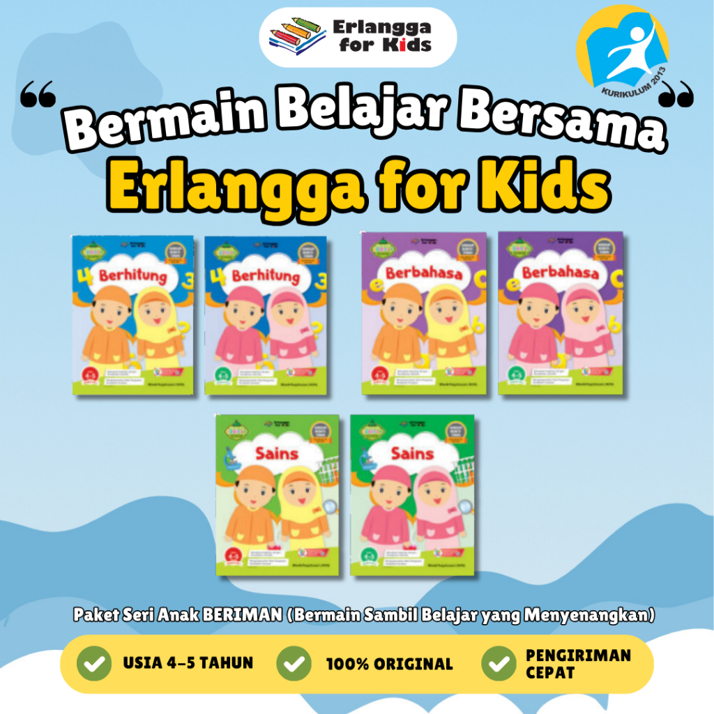 [Erlangga] Buku Paket Aktivitas Paud: Seri Anak Bermain 4-5 Tahun - Erlangga For Kids
