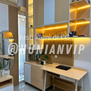 Furniture lemari rak atas dengan meja belajar Custom minimalis