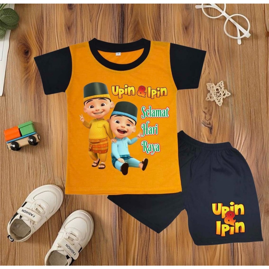 baju distro anak-anak 2-8 tahun motip upin-ipin kualitas terjamin