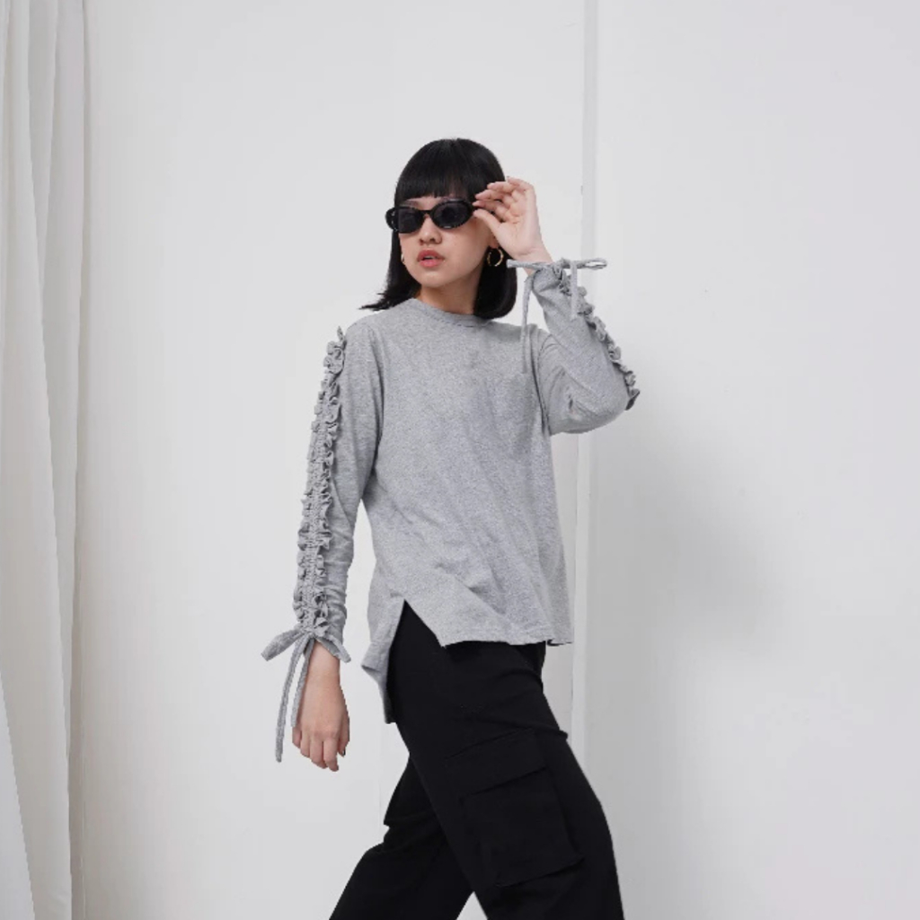 AGNI Blushed Top Misty Grey - Atasan Wanita