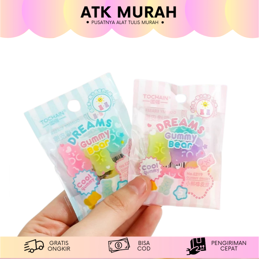 

PENGHAPUS DREAM GUMMY BEAR 1 SET ISI 5 TOCHAIN E2119 PENCIL ERASER ALAT TULIS SEKOLAH MURAH TERJANGKAU