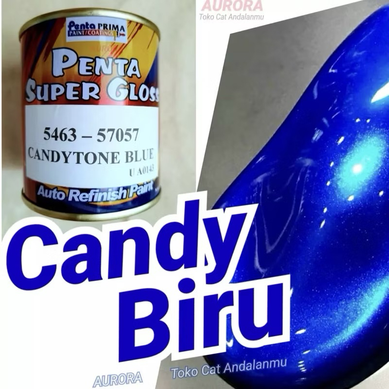 Cat Candytone Blue Penta Super Gloss Biru Candy kemasan 200ml Seperempat Kendi Biru Cendy