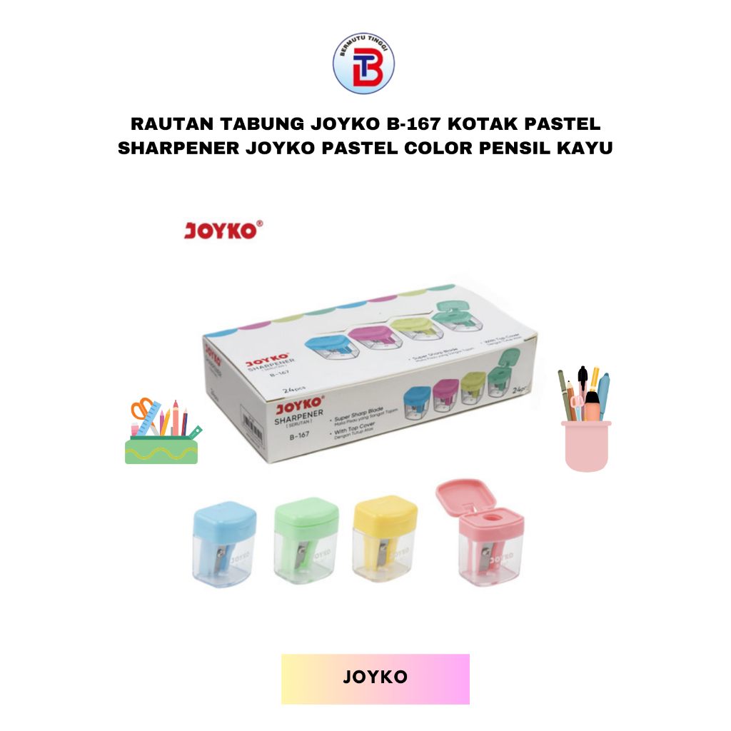 

Rautan Tabung Joyko B-167 Kotak Pastel Sharpener Joyko Pastel Color Pensil Kayu