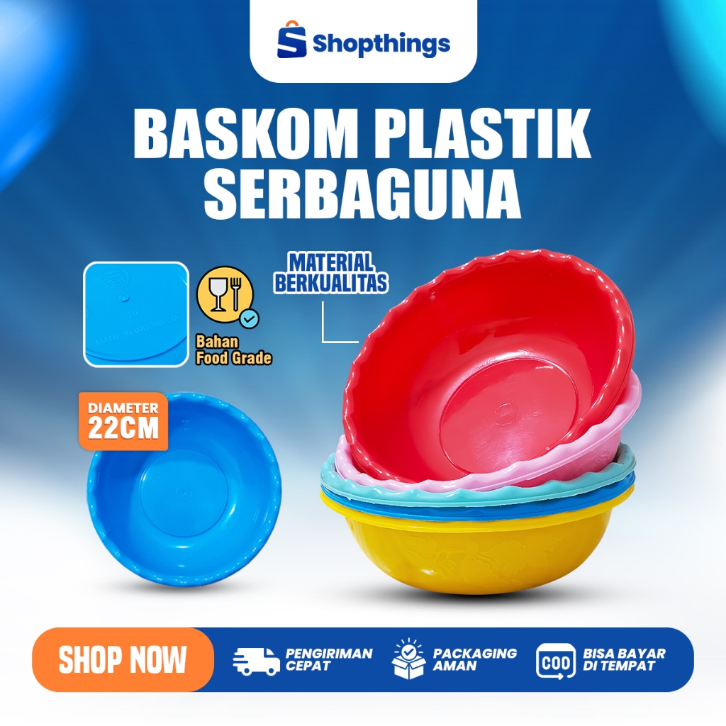 Baskom Bulat Plastik Serbaguna Food Grade Tempat Buah Sayur Baskom Air Serbaguna