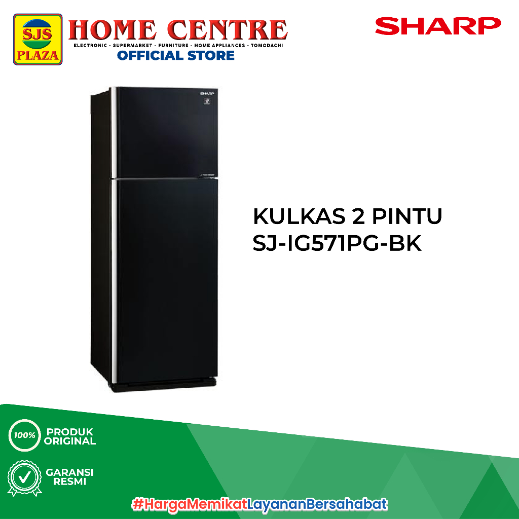 SHARP KULKAS 2 PINTU SJ-IG571PG-BK INVERTER GRAND VETRO SERIES