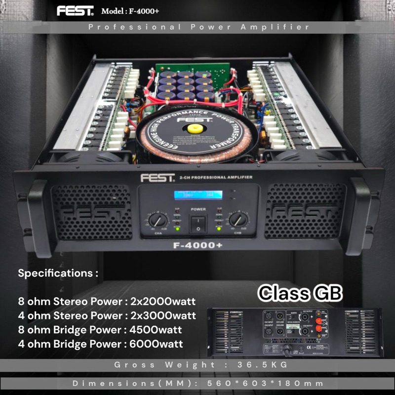 Power amplifier FEST F-4000 / F4000 CLASS GB 2X2000 WATT