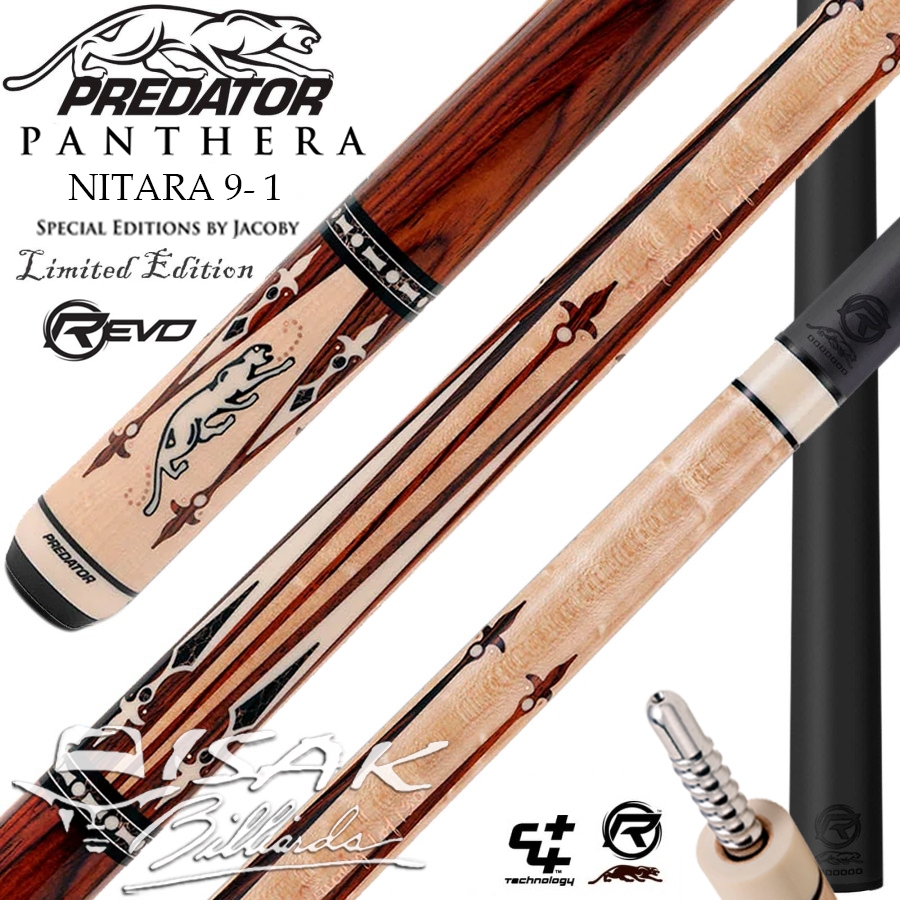Predator Panthera Nitara 9-1 | Cue Revo Carbon Shaft Billiard Stick Stik Biliar