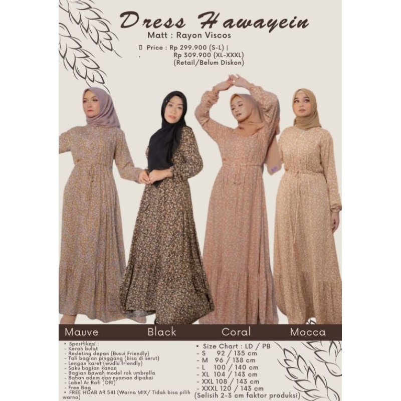 Hawayein Dress by Arrafi ORI Gamis Rayon Motif Bunga