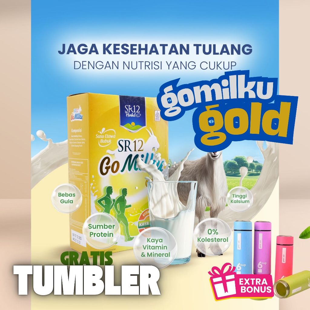 

600gr GOMILKU GOLD gratis Tumbler Go milku SR12 SUSU ETAWA HERBAL SR12