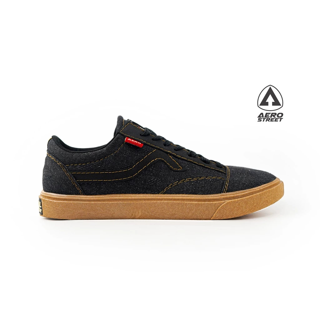 Aerostreet Massive / Gum Black Denim Low 2.0 / BNIB - Sepatu Sneakers Casual