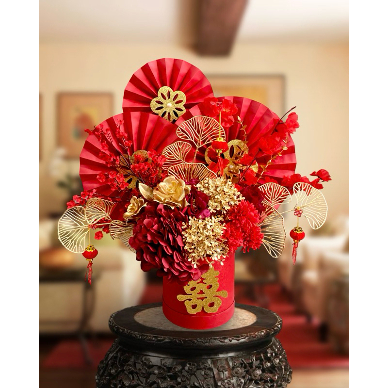 Pajangan meja Imlek, Pajangan chinese, Bunga imlek, Kado pernikahan, Shuang Xi
